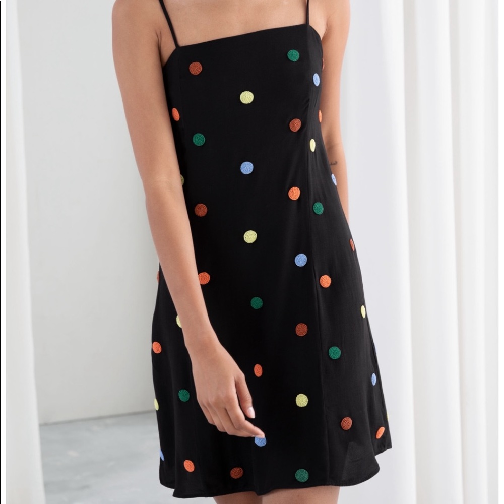& other stories Mini Beaded Polka Dot Dress